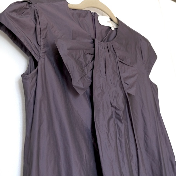 Crushed Charcoal One Piece Dress w/ Bow - Picture 3 of 7